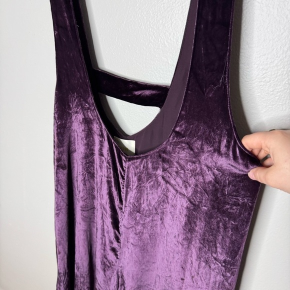 Anthropologie Maeve Purple Velvet Cropped Jumpsuit - Picture 5 of 13